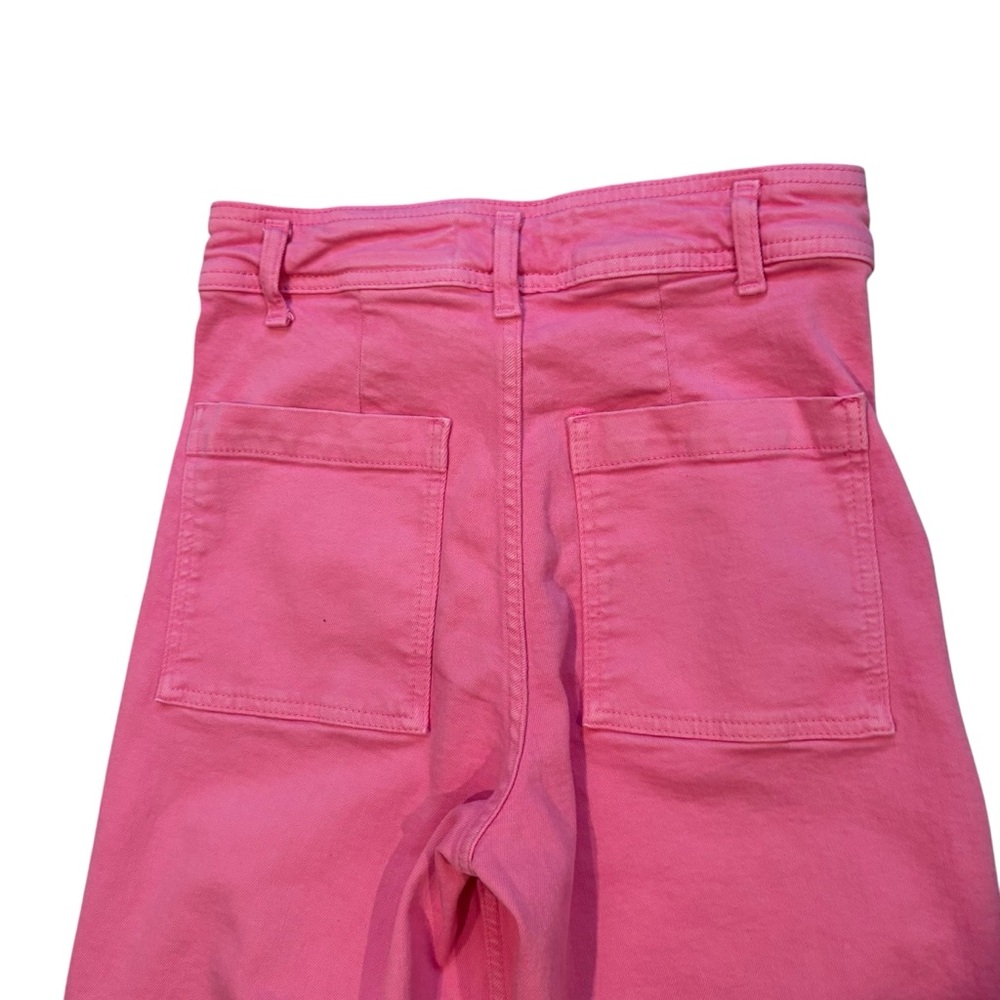Zara Hot Pink Marine Straight High Rise Wide Leg Jeans 
Raw Hem, Sz 4 - Picture 12 of 15